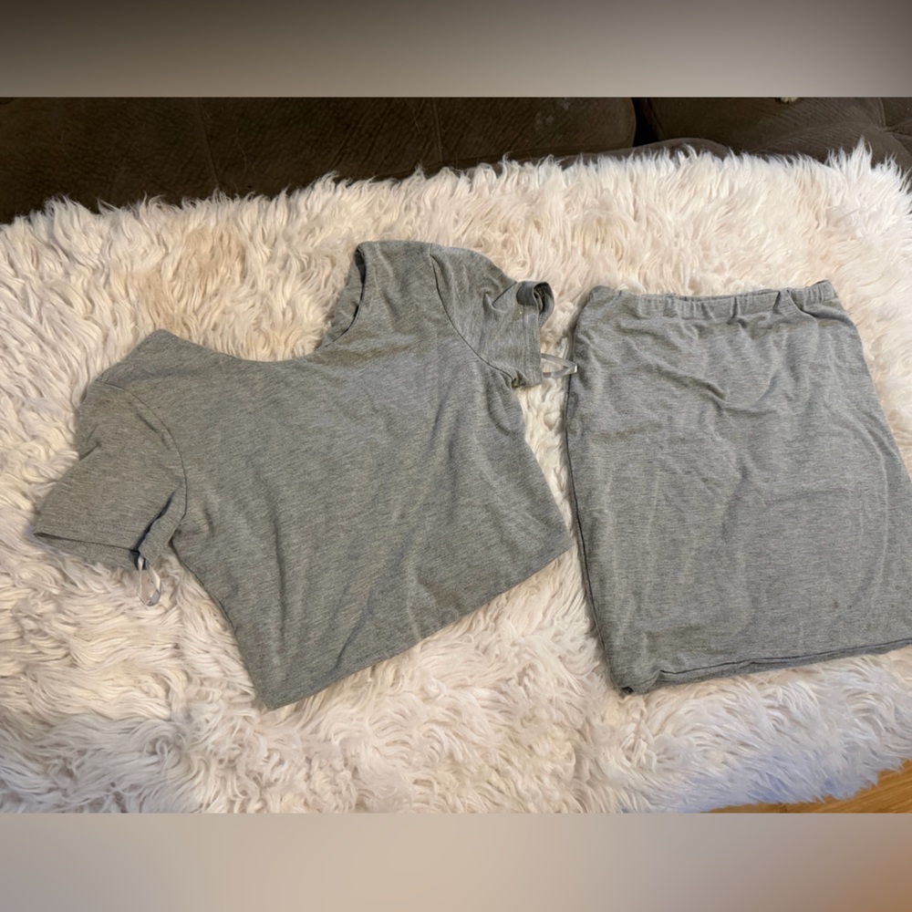 Superdown Heather Grey Aerin Mini Skirt Set
